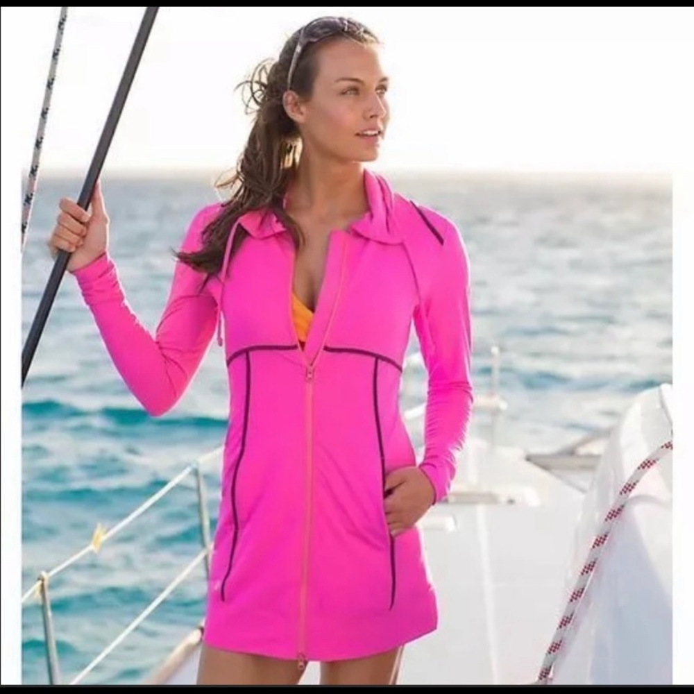 Athleta Spinnaker Sun Track Tunic Zip Up Blue Sweater Jacket XS